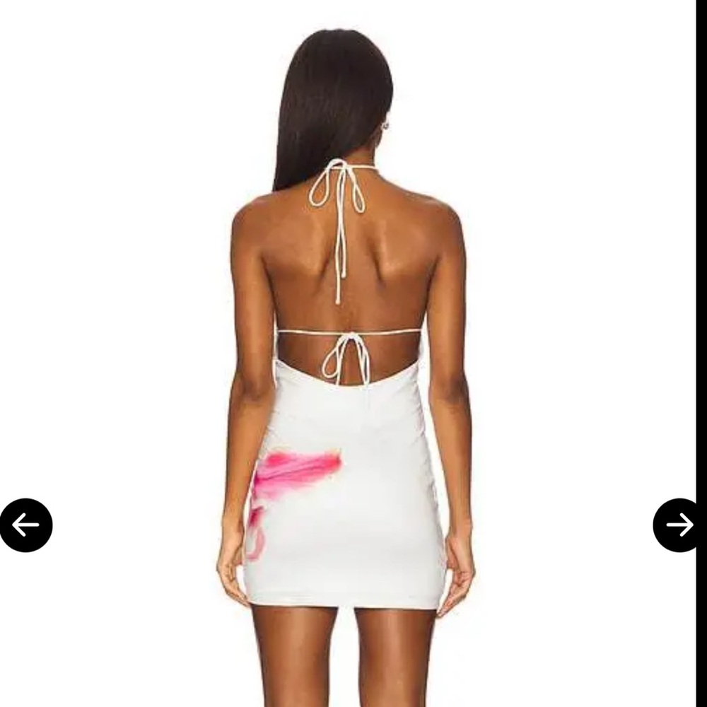 NWT More To Come “Leilani” White and Pink Floral Halter Mini Dress - Picture 2 of 13